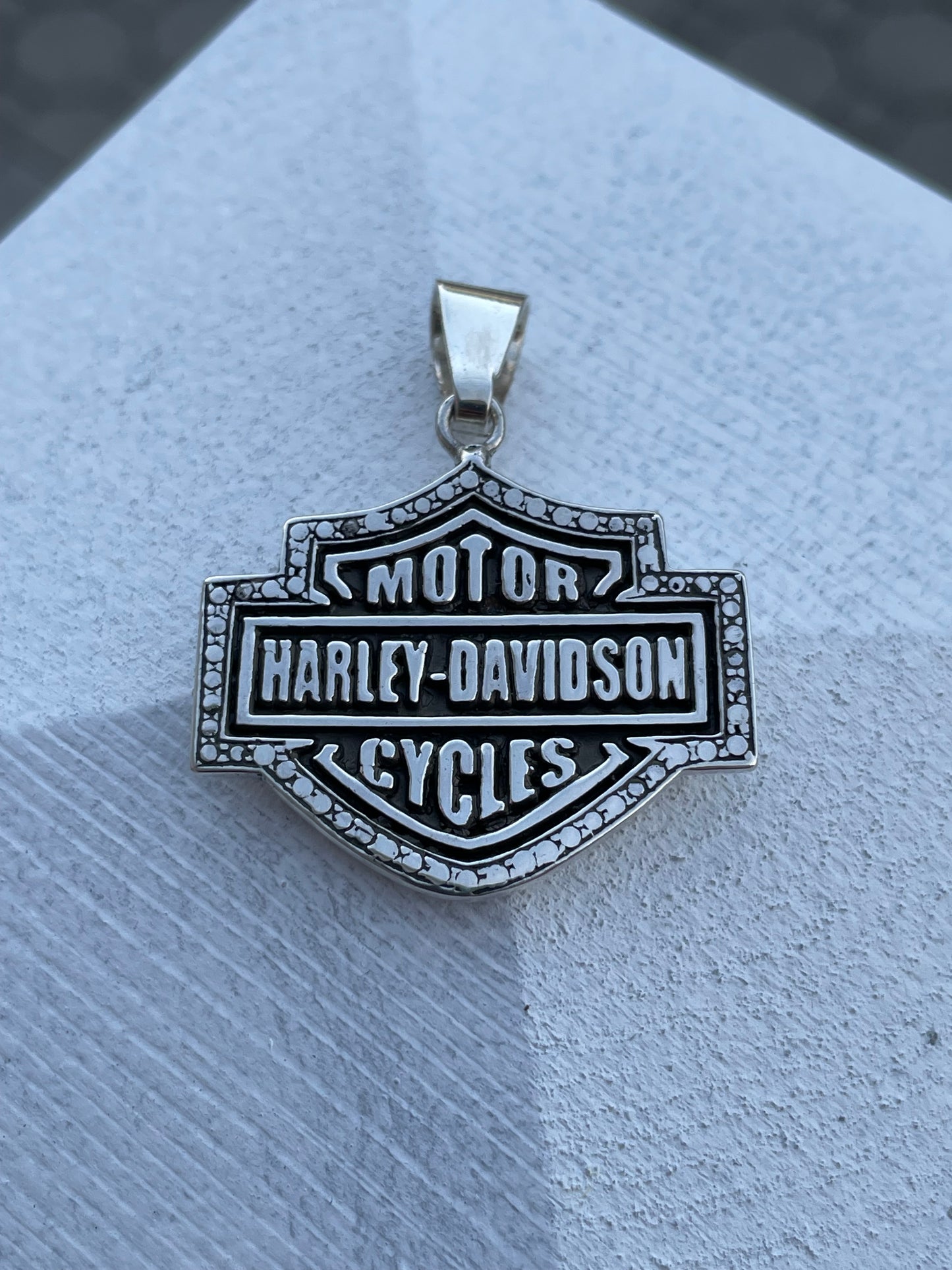 925 Sterling Silver Large Harley Davidson Signet Shield Pendant