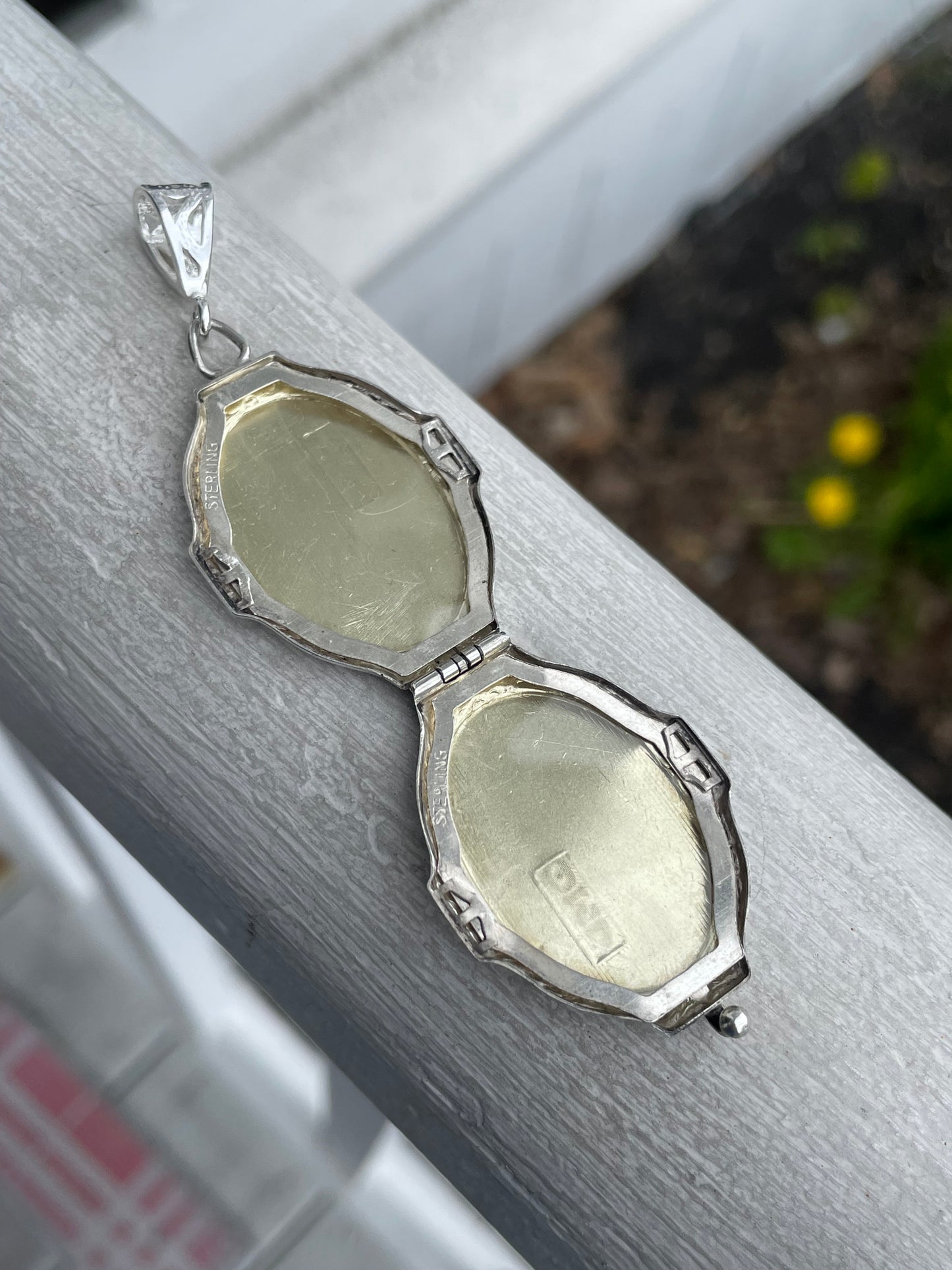 Antique 925 Sterling Silver Vertical Locket Pendant