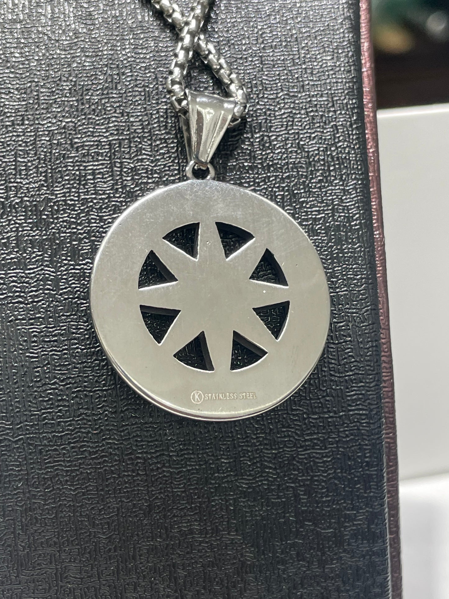 Stainless Steel Viking Rune Compass Necklace