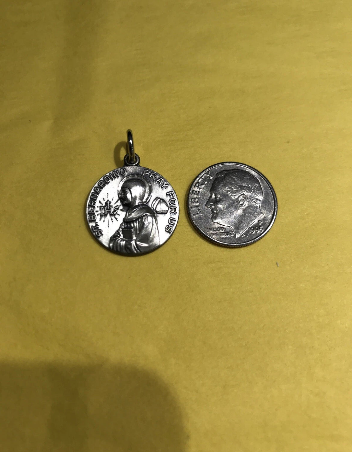 Catholic Saint Bernardino 925 Sterling Silver Charm Religious Medal Pendant