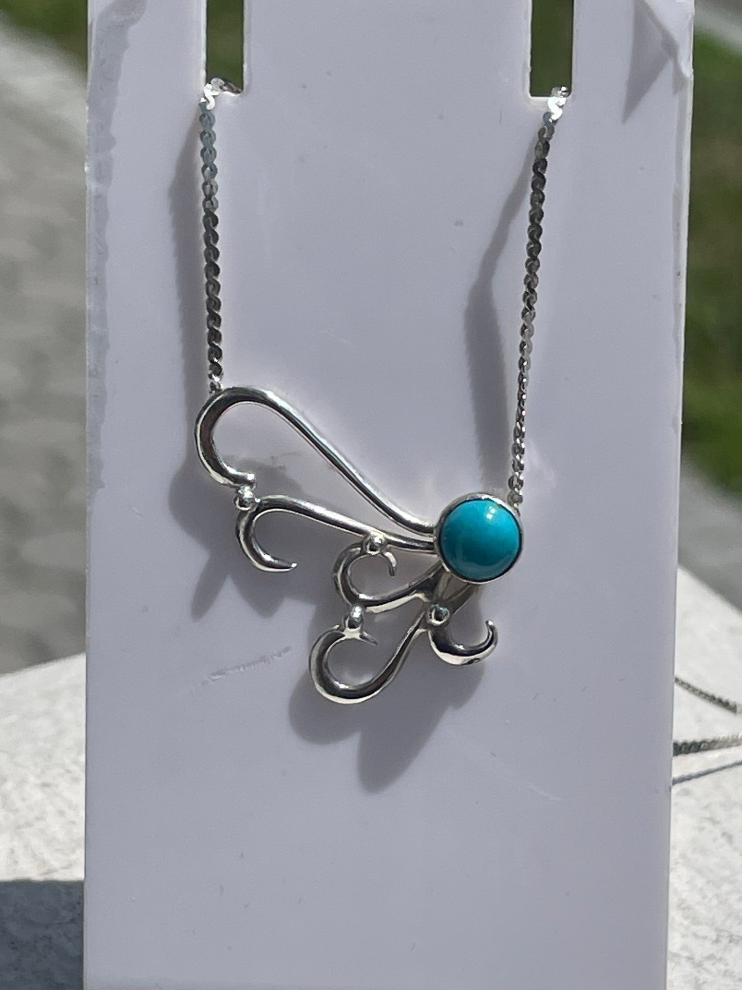 925 Sterling Silver Decorative Turquoise Necklace