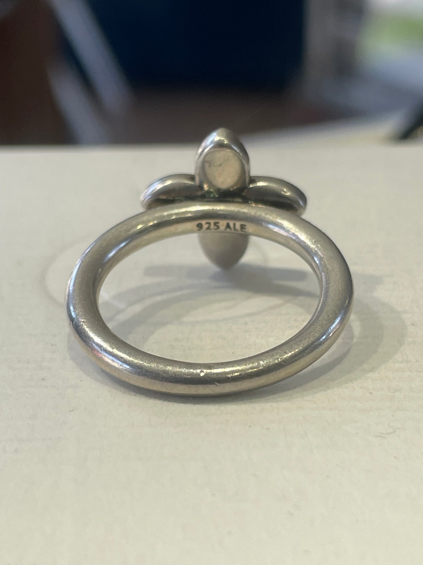 Retired Pandora Size 8 Sterling Silver Blue Enamel 4 Petal Flower Ring 190142EN01