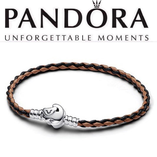 Disney x Pandora Lion King Clasp Moments Braided Color Leather Bracelet 7.1”