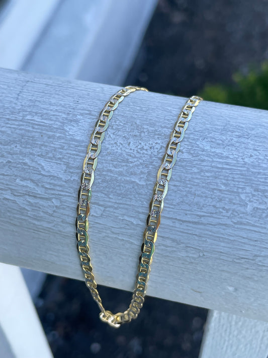 10k Gold 2tone Gucci Mariner Marine Link Anklet 11”
