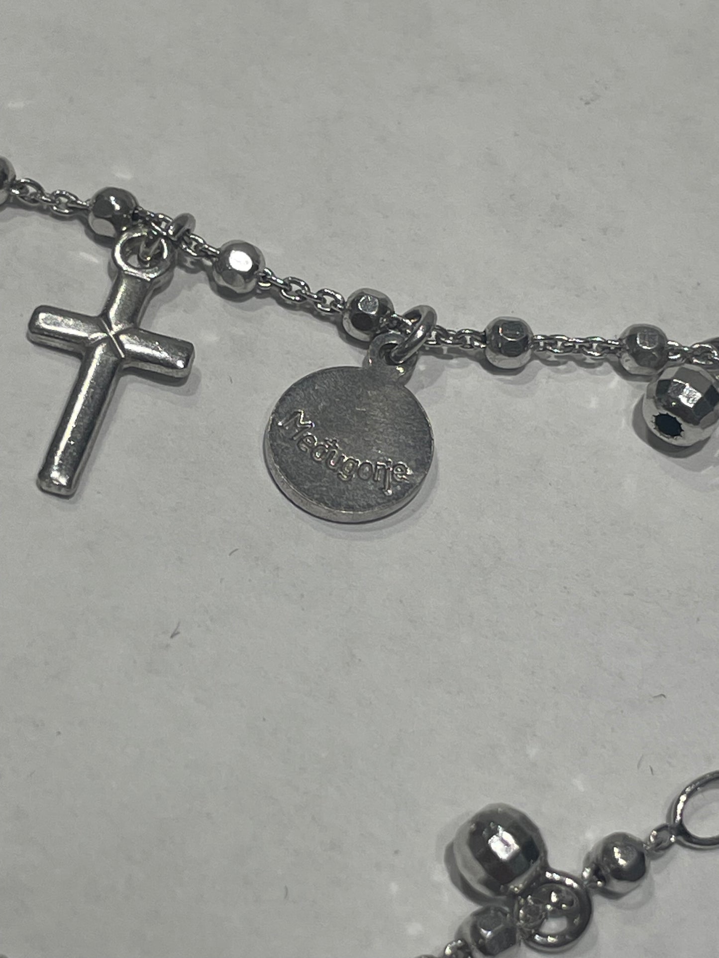 Designer Medjugorje 925 Sterling Silver Rosary Bracelet