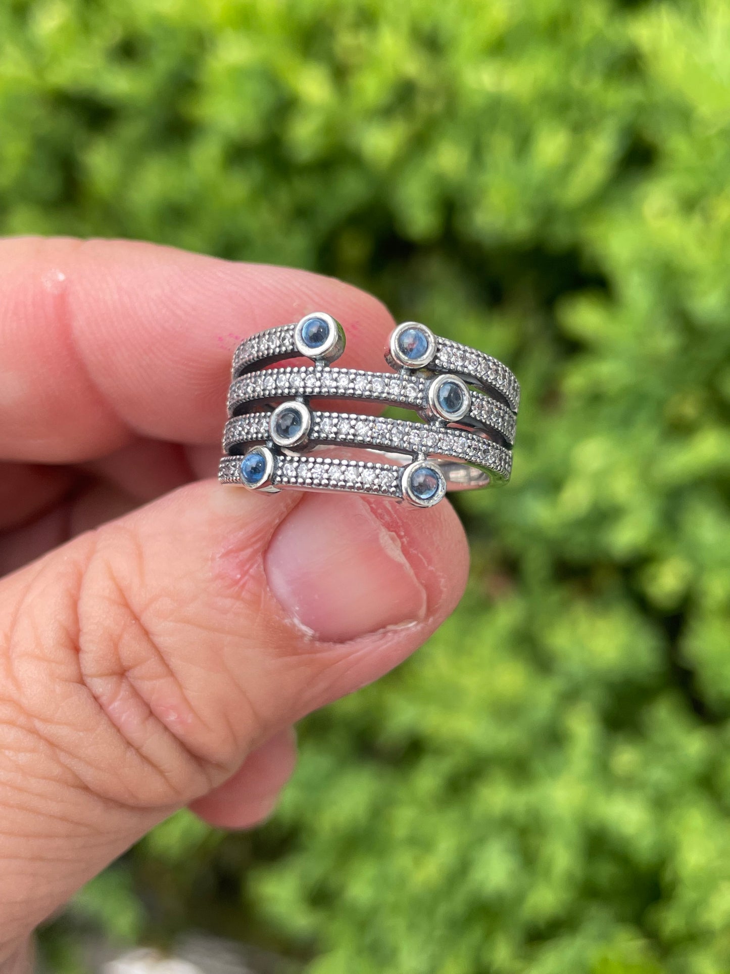 Pandora Retired Shimmering Ocean Frosty Mint Band Ring