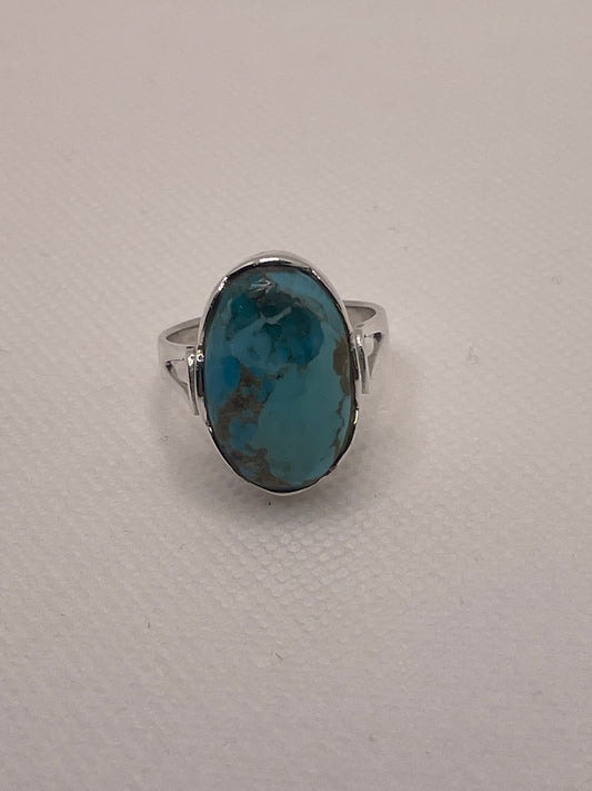 Designer NK 925 Sterling Silver Oval Natural Turquoise Ring