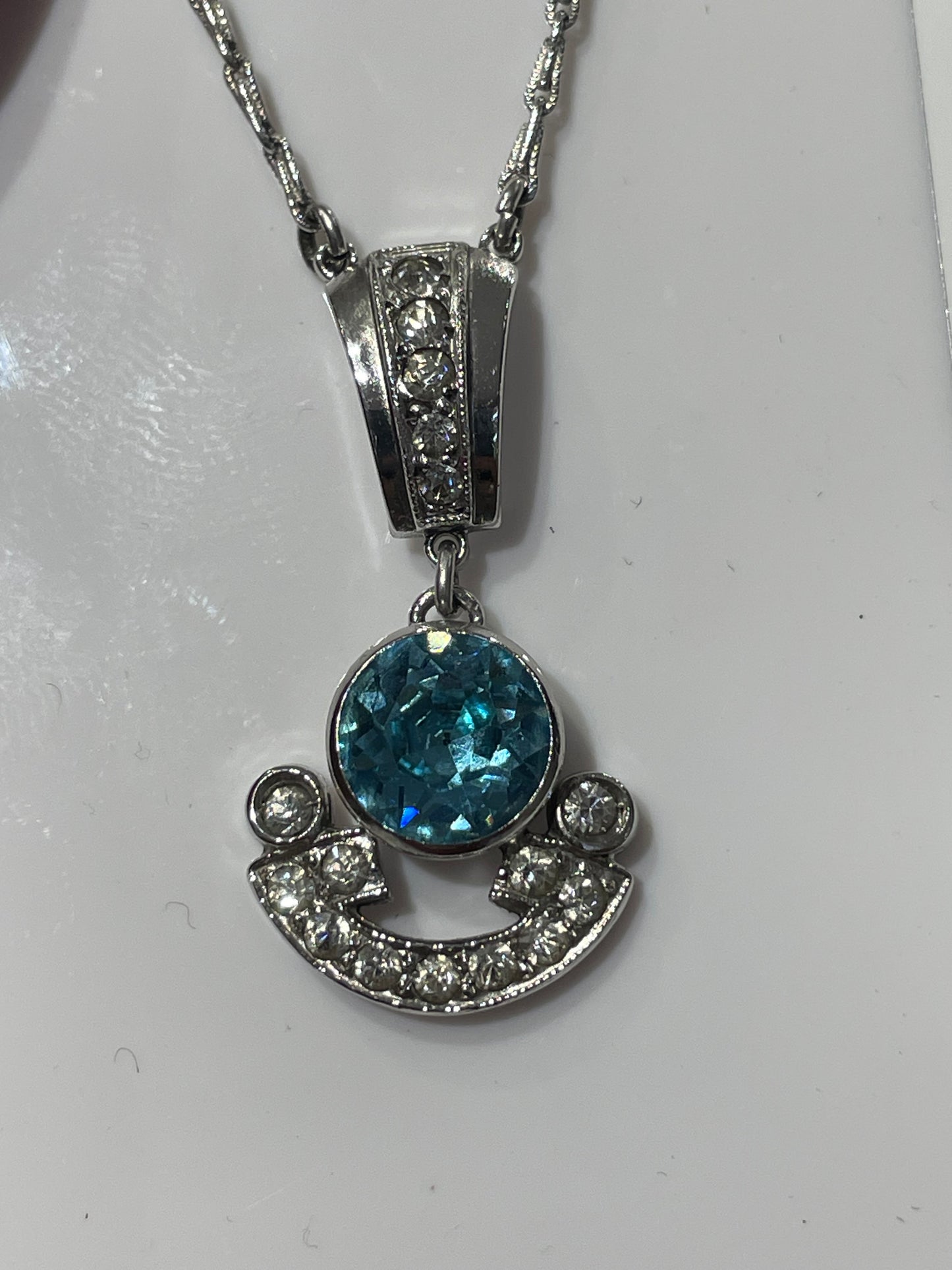 925 Sterling Silver Blue Swarovski Crystal Design Necklace