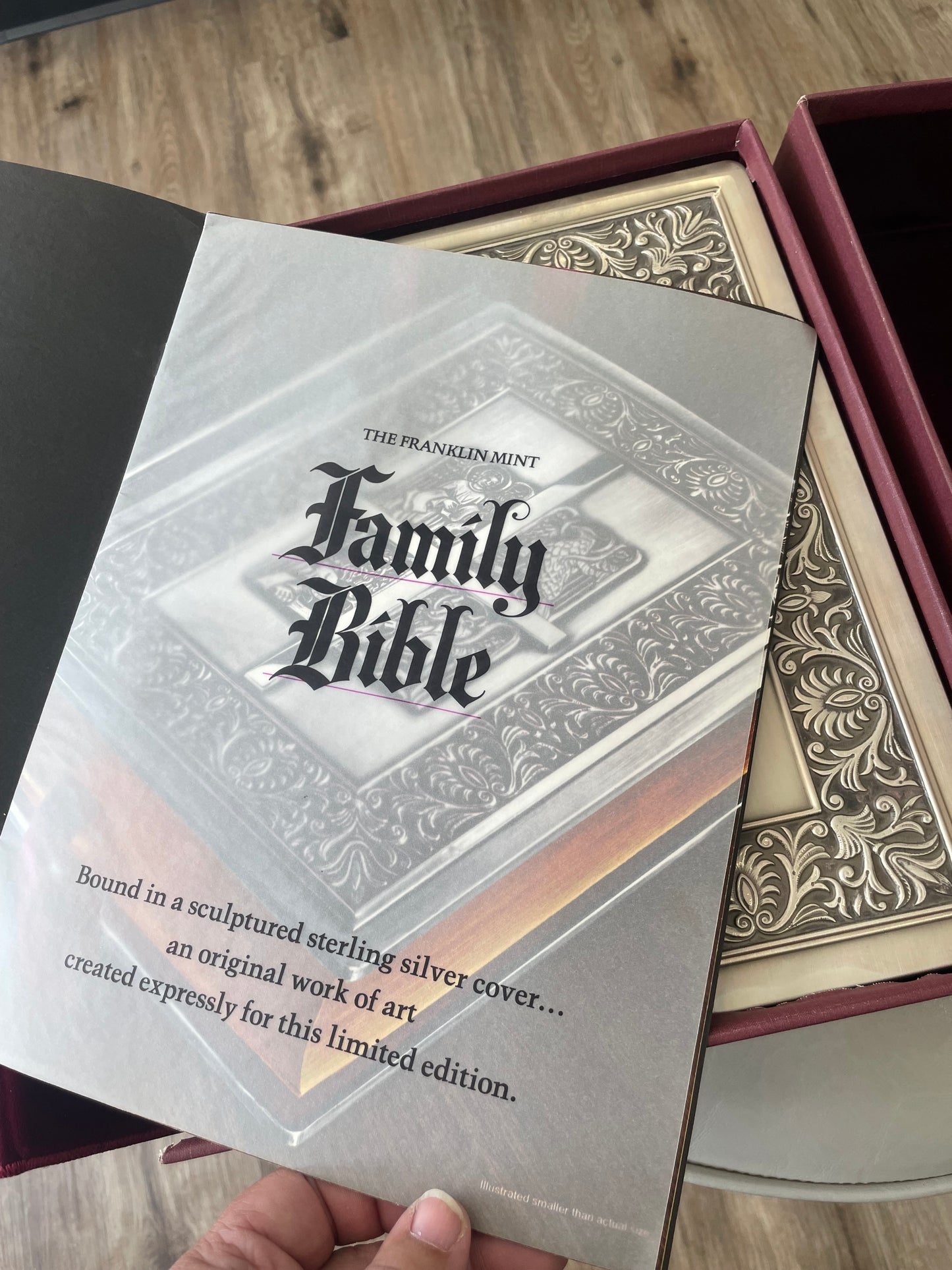 Vintage 1975 Franklin Mint Silver Family Bible Catholic NAB Text Heirloom Edition