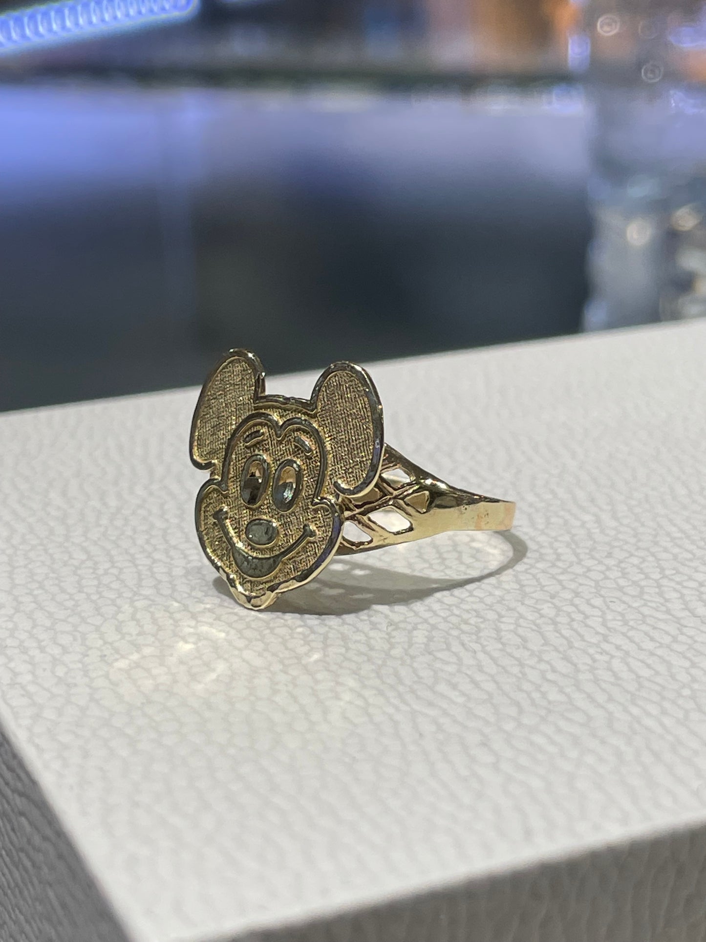 10k Gold Vintage 90s Mickey Mouse Head Signet Ring Size 7