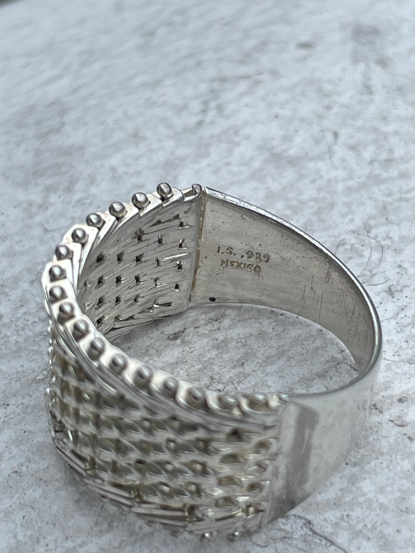 925 Sterling Silver Panther Link Flex Ring Size 8