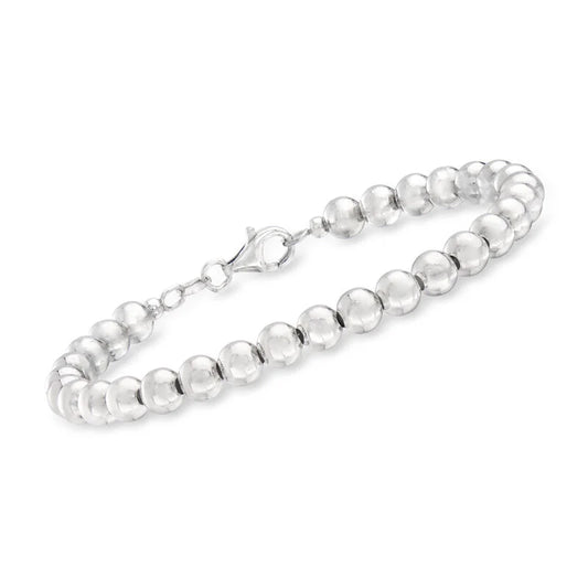 925 Sterling Silver Ball Bead Bracelet 7.5”