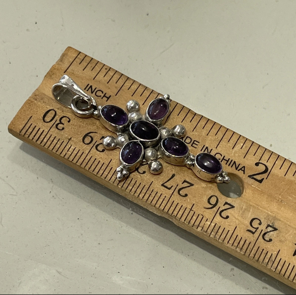 Designer Nikki Butler 925 Sterling Silver Amethyst Cross Pendant