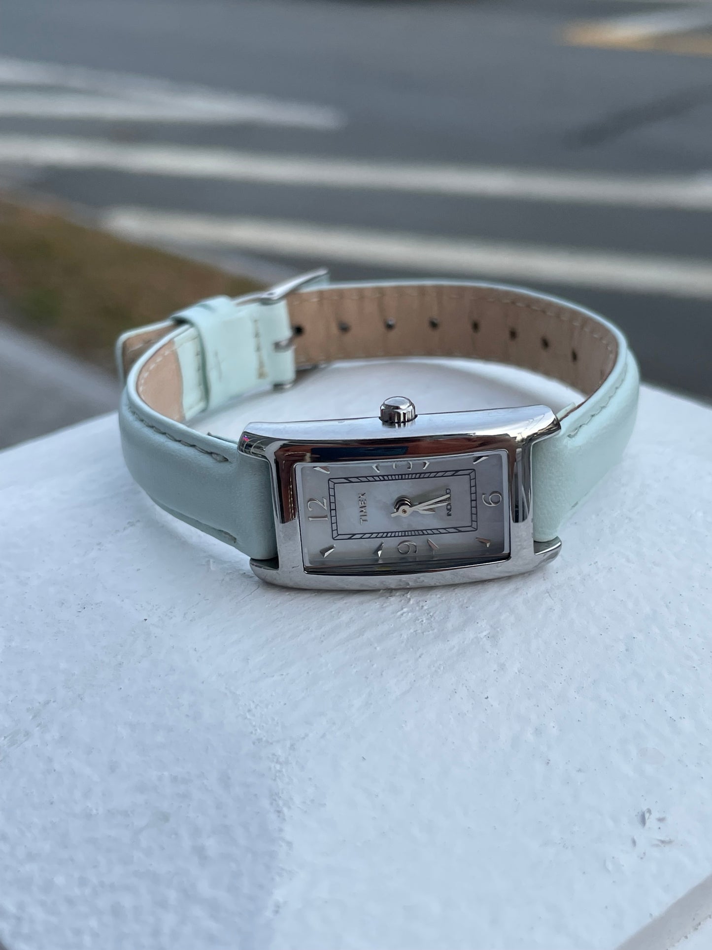 Timex Light Blue Leather Ladies Wristwatch