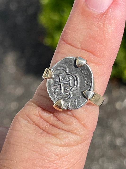 14k Gold Atochan Coin Ring Size 8