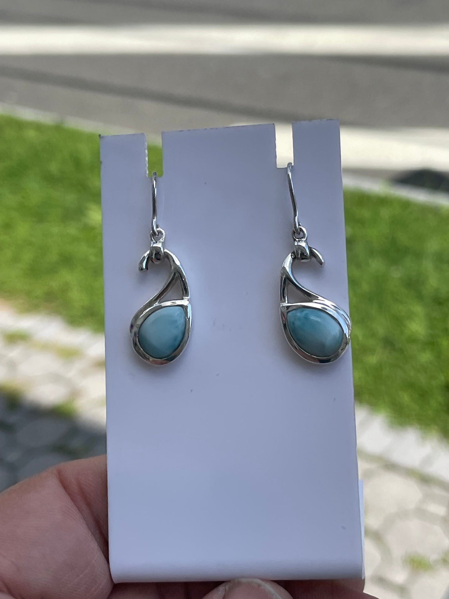 925 Sterling Silver Larimar Dangle Earrings