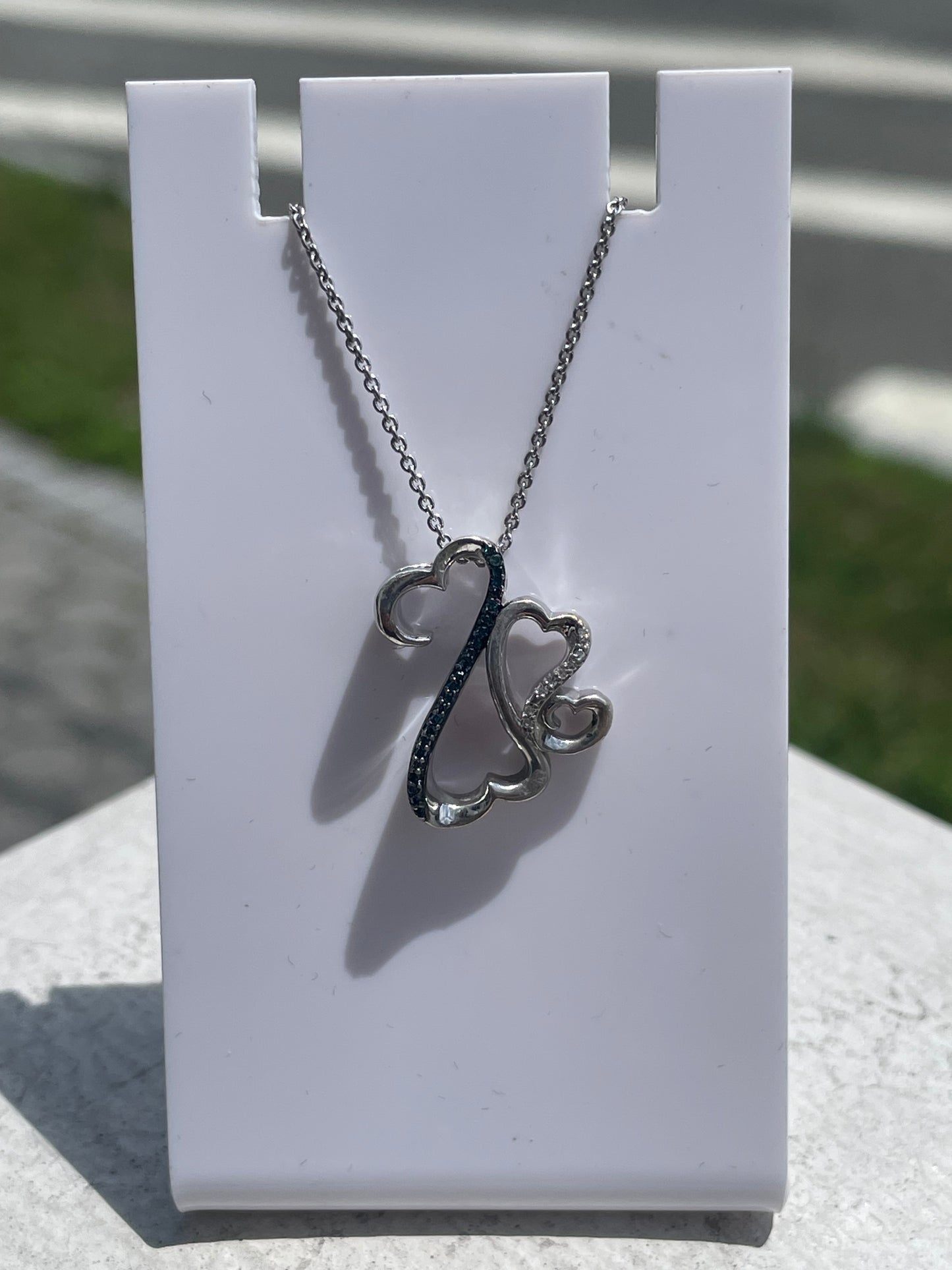 925 Sterling Silver Jane Seymour Open your Heart Diamond Necklace