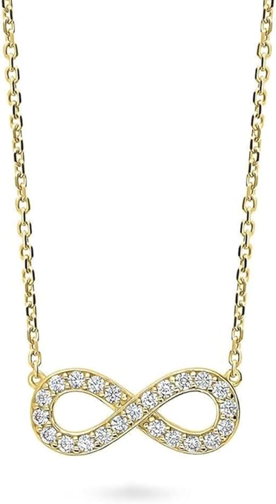 925 Sterling Silver Vermeil Cz Infinity Necklace