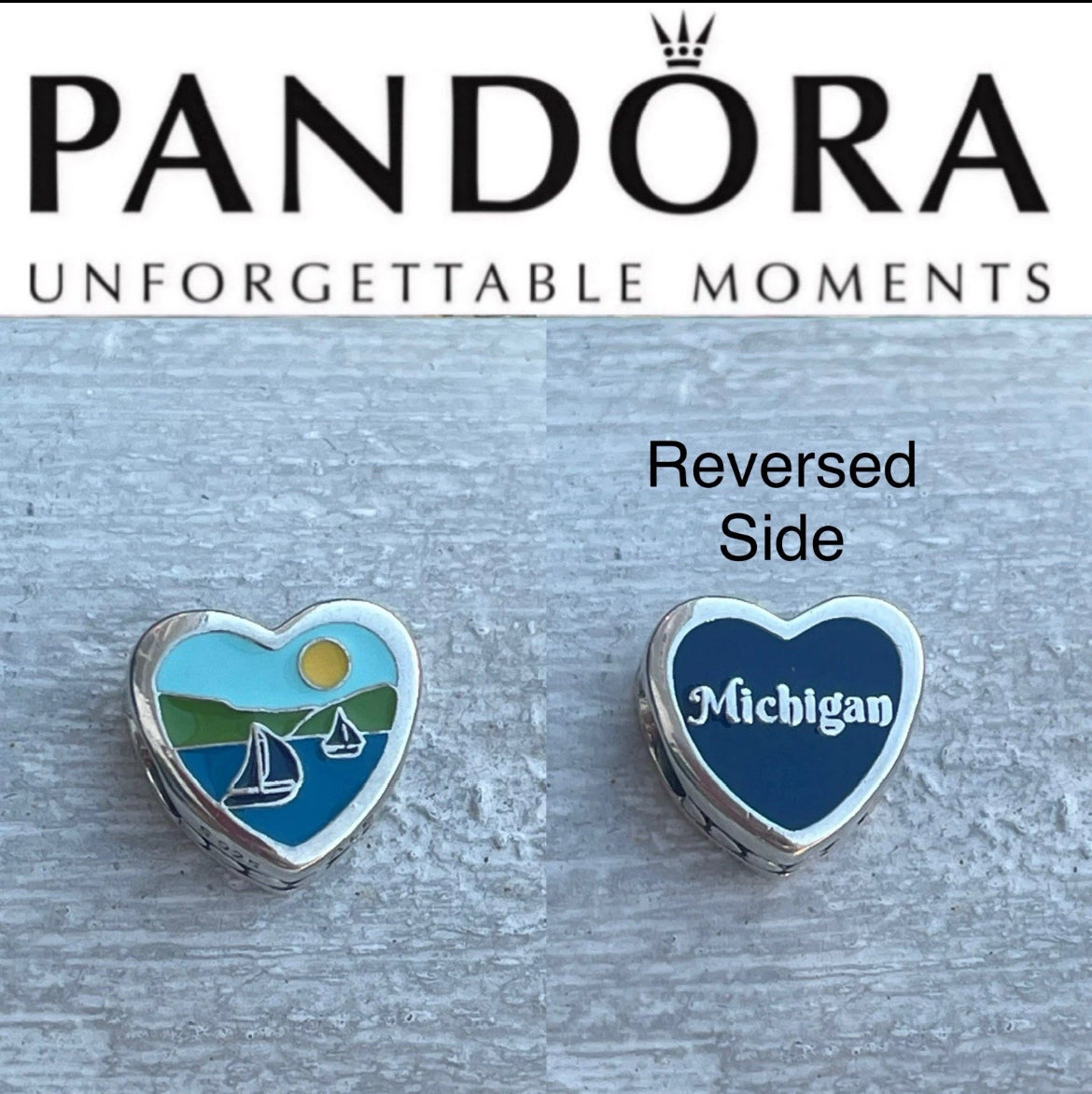 Pandora Michigan State Online Exclusive Travel Destination Vacation Scenic Heart Charm