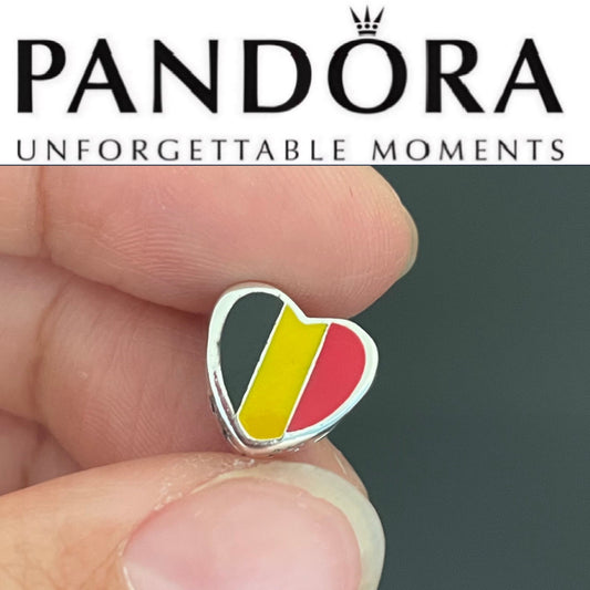 Rare Pandora Country of Belgium Exclusive Flag Heart Charm