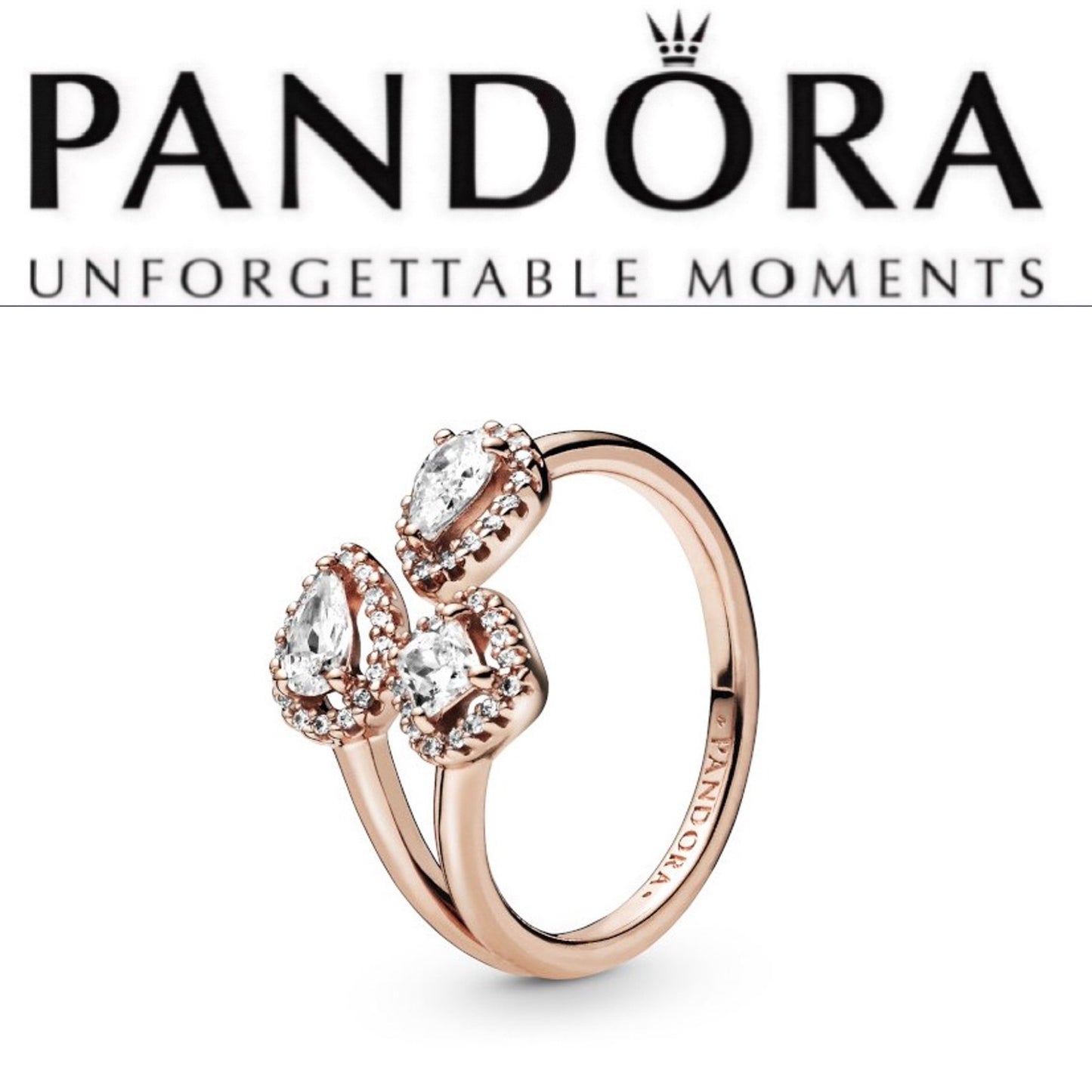 Pandora Rose Geometric Shapes Wraparound Ring Size 7