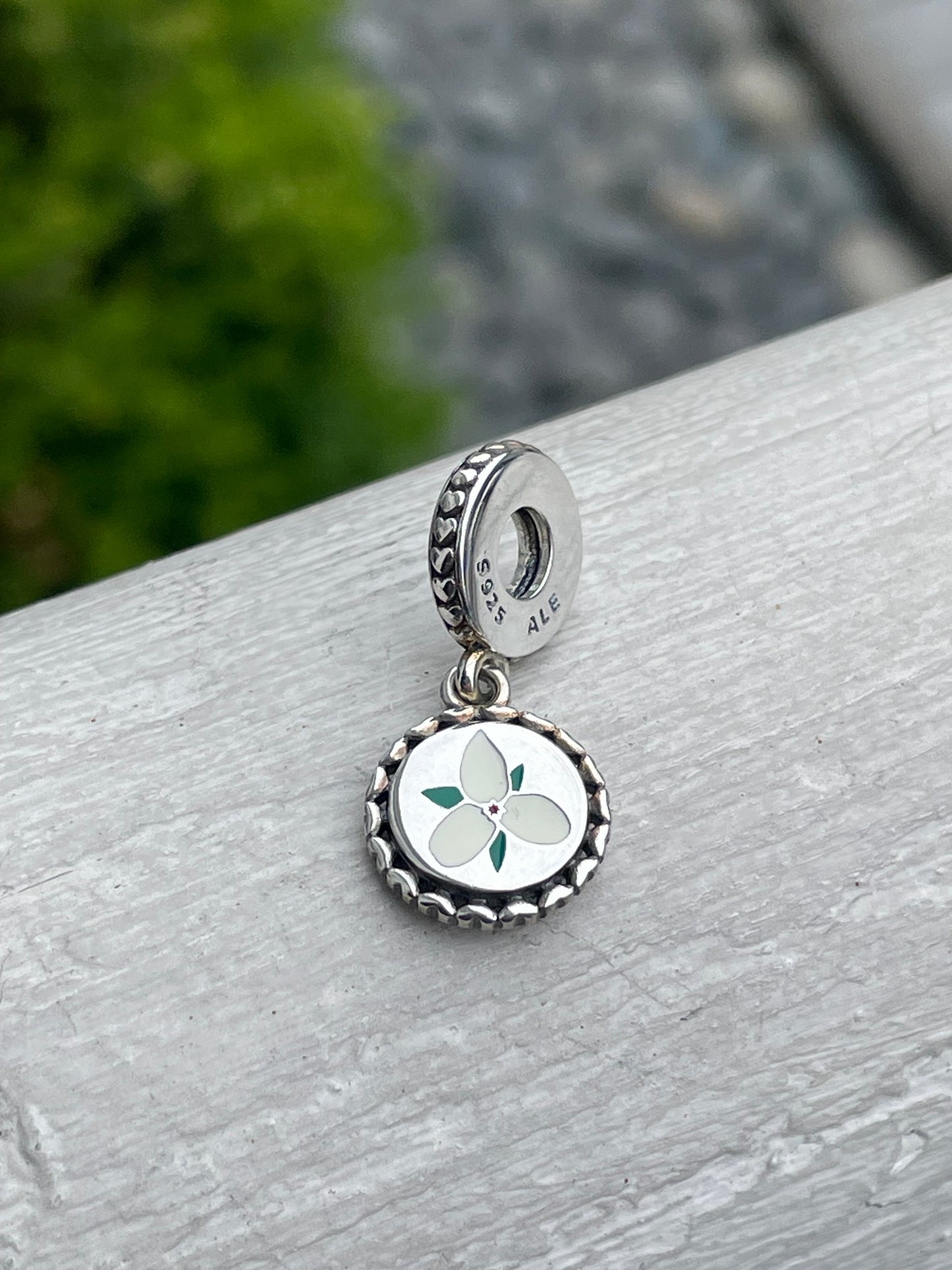 Pandora Ontario Canada Country Travel Exclusive White Trillium Flower Dangle Charm