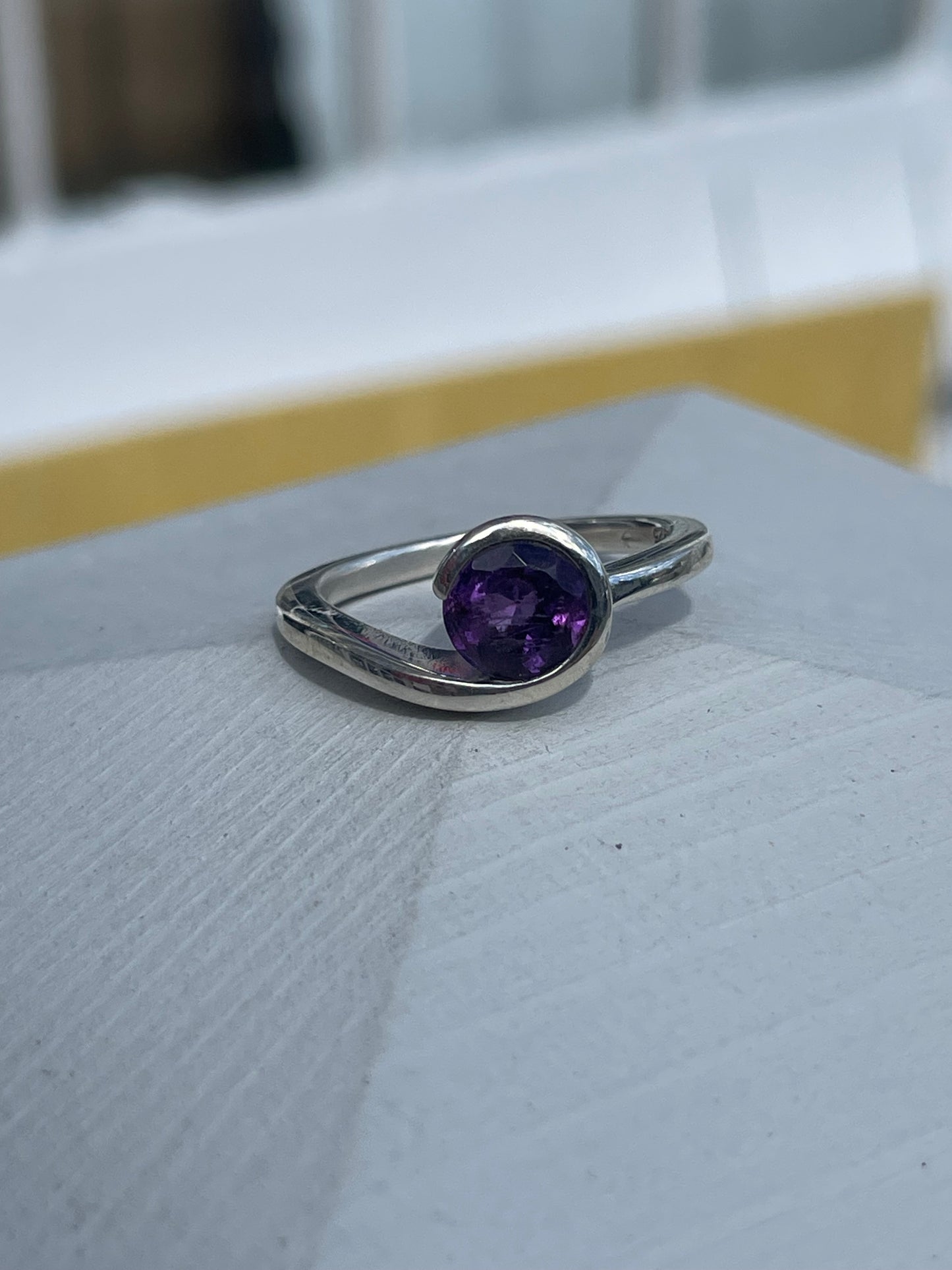 925 Sterling Silver Ocean Wave Amethyst Ring