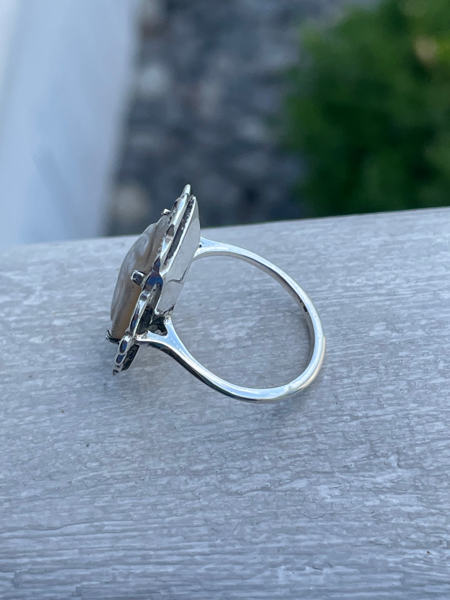 925 Sterling Silver Antique Cameo Ring Size 7