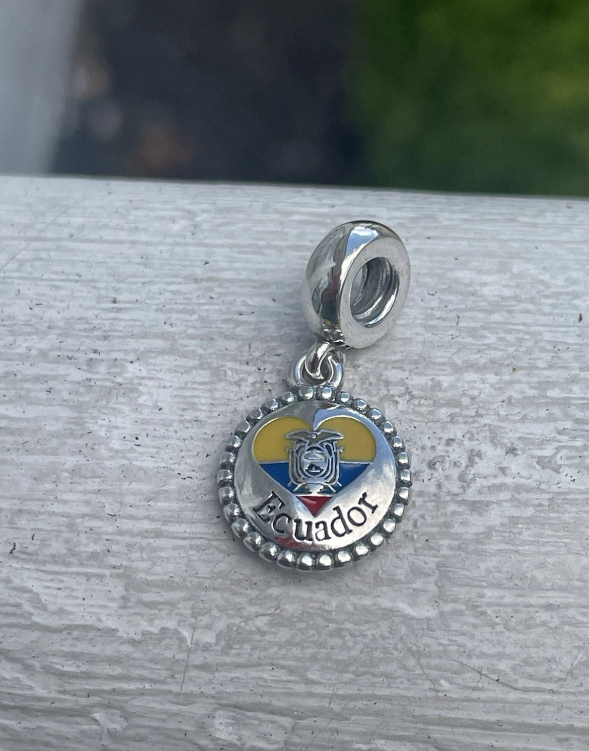 Pandora Ecuador Country Heart Flag Exclusive Travel Dangle Charm