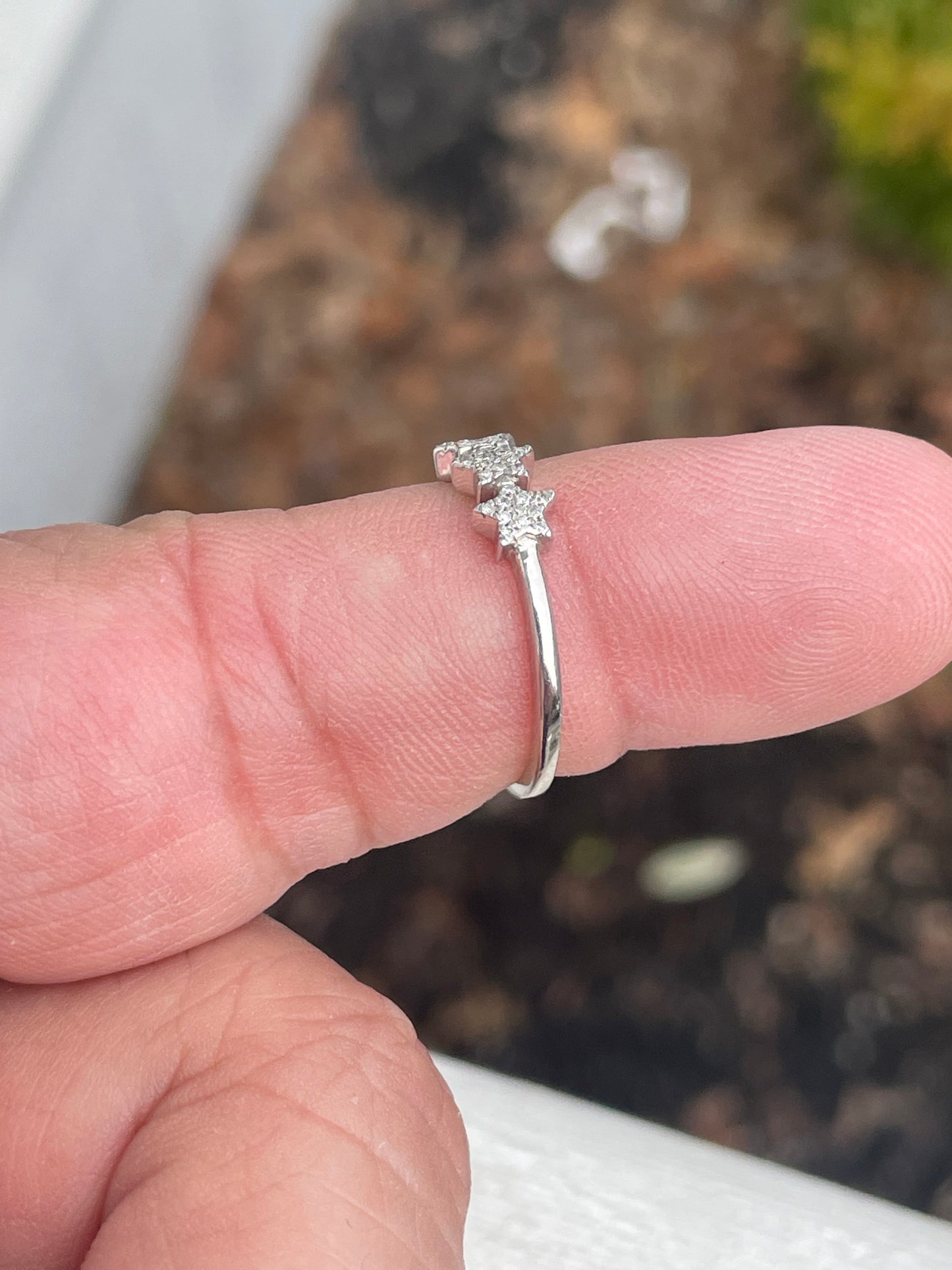 925 Sterling Silver Diamond Starry Cluster Ring Size 7