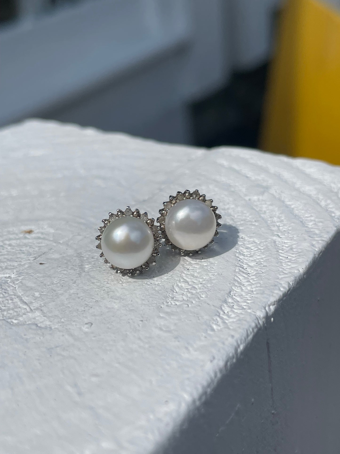 925 Sterling Silver Pearl & Cz Stud Earrings