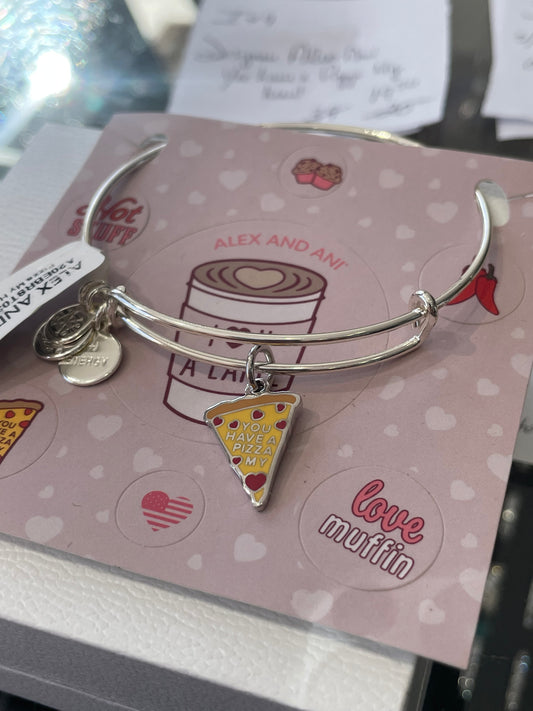 Alex & Ani You Have A Pizza My Heart Silvertone Bracelet $38 NWT