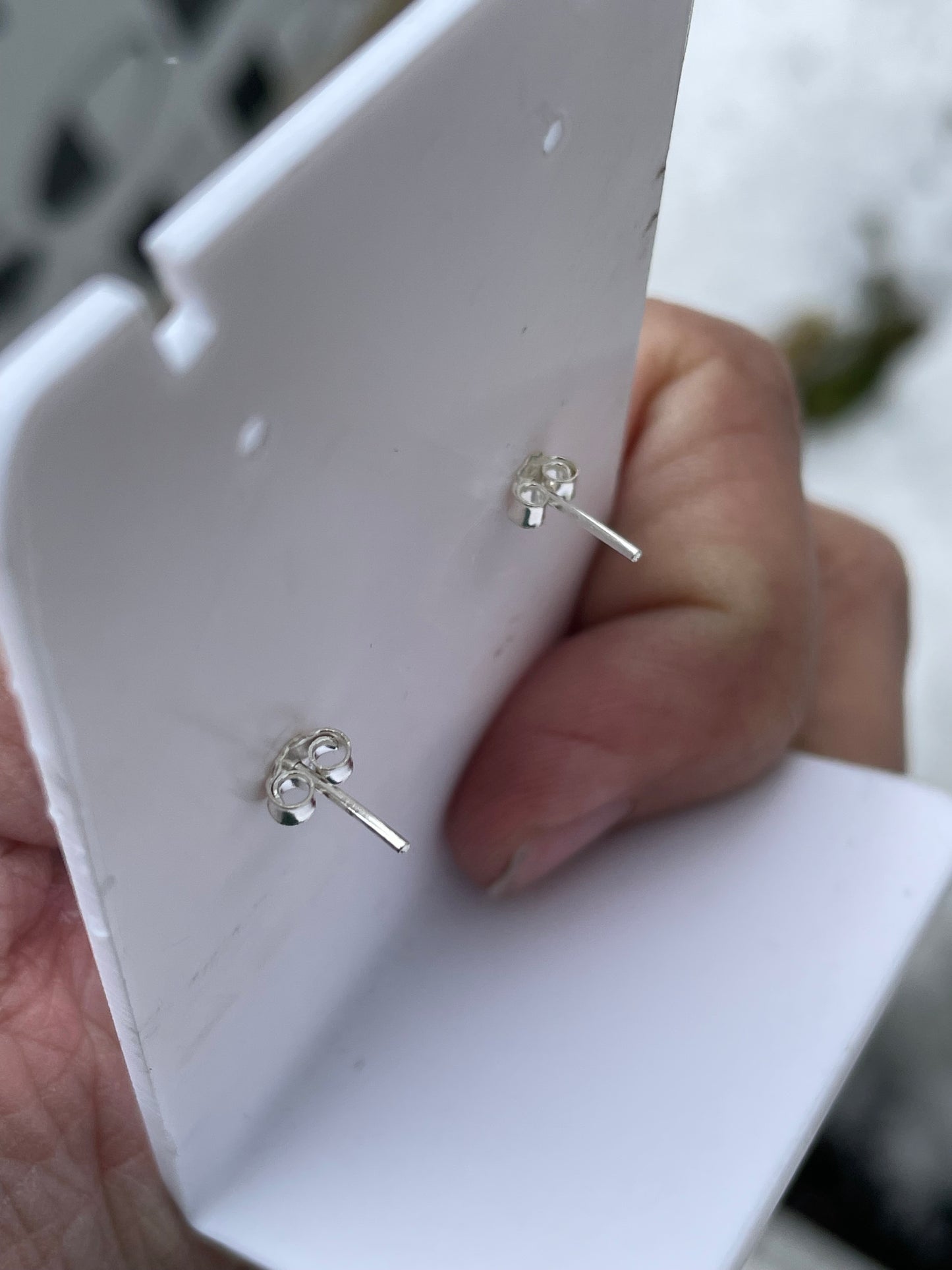 925 Sterling Silver Sparkling Petite Chanel Logo CC Stud Earrings (K11)