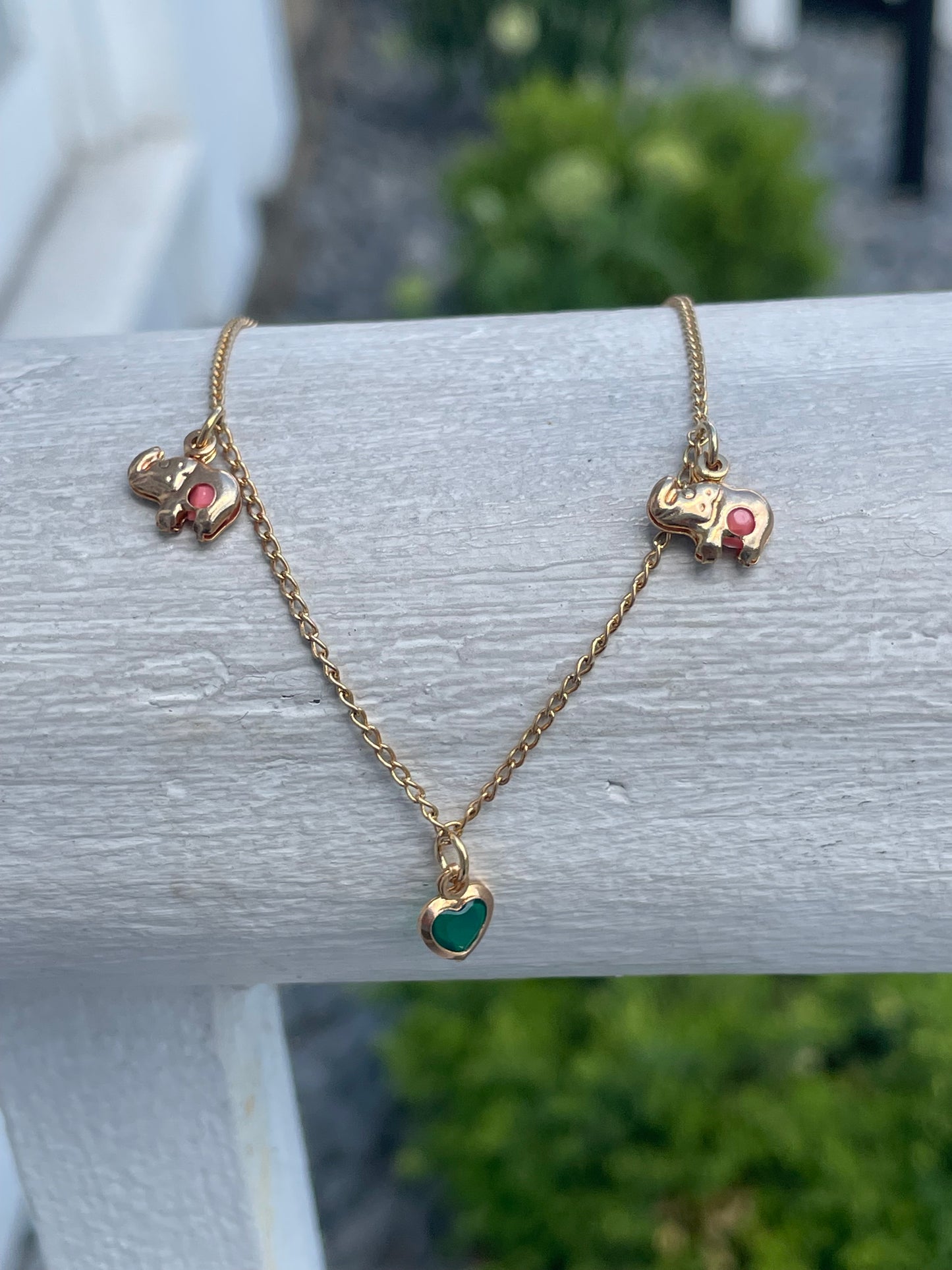 Gold Filled Lucky Elephant Ankle Bracelet 10”