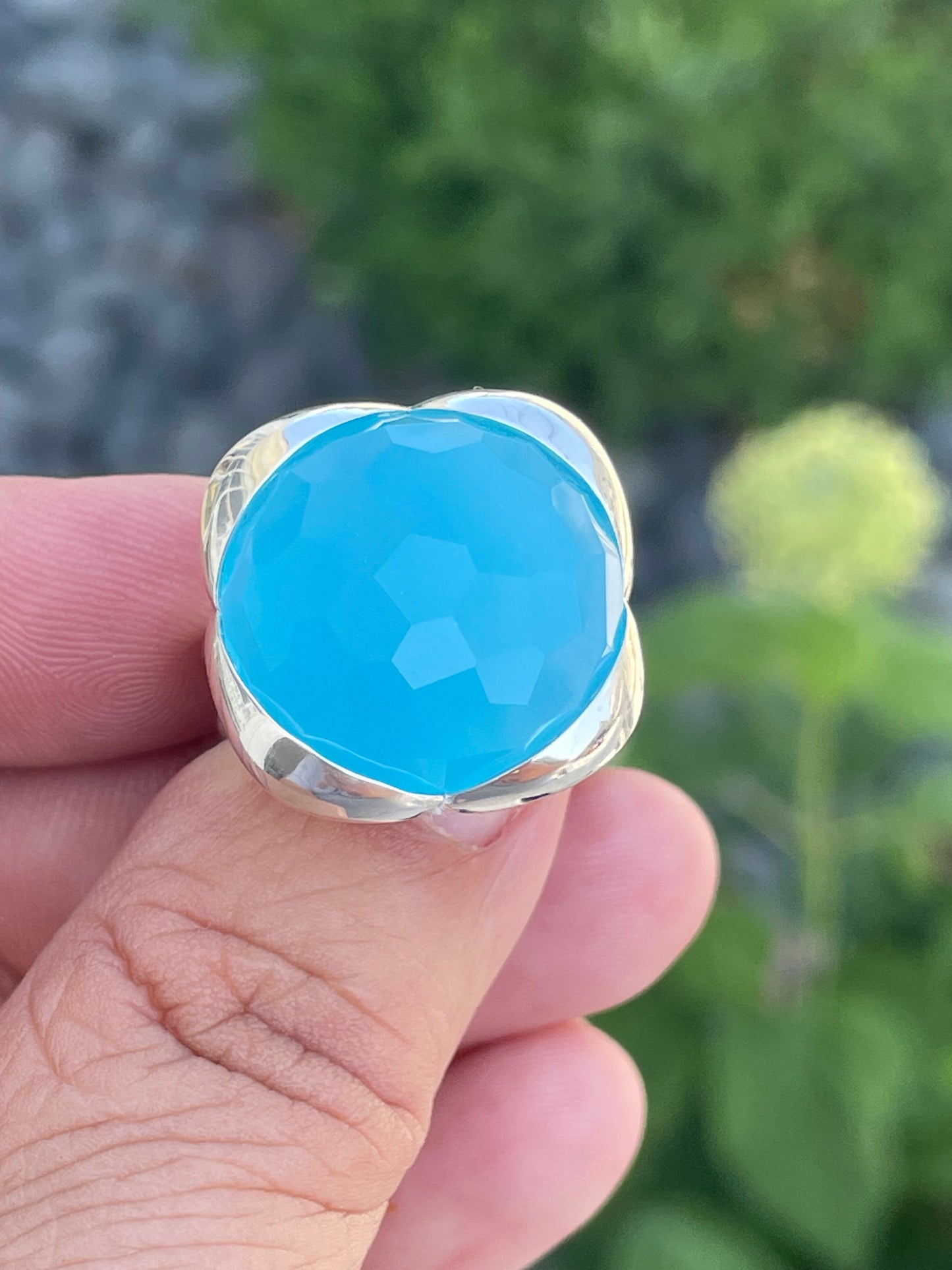 David Yurman Milky Blue Aquamarine Continuance Ring Size 6.5