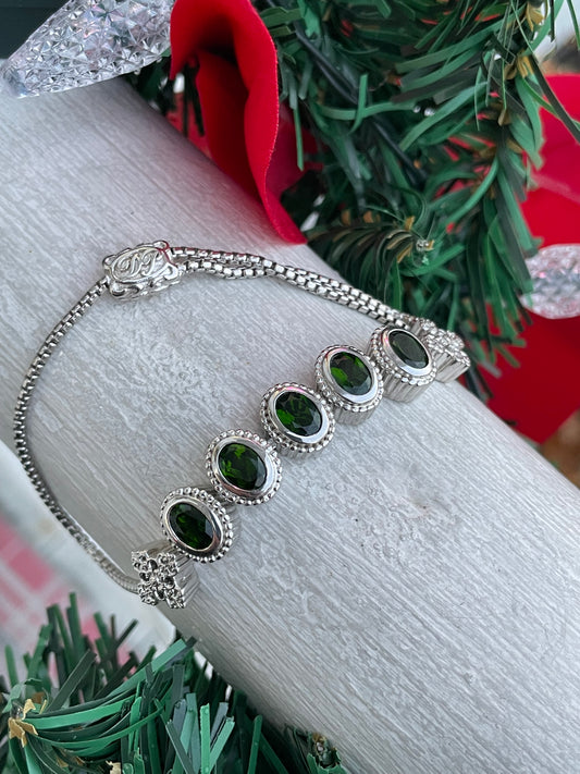 Designer Doug Paulson DP 925 Sterling Silver Chrome Diopside Cable Bracelet