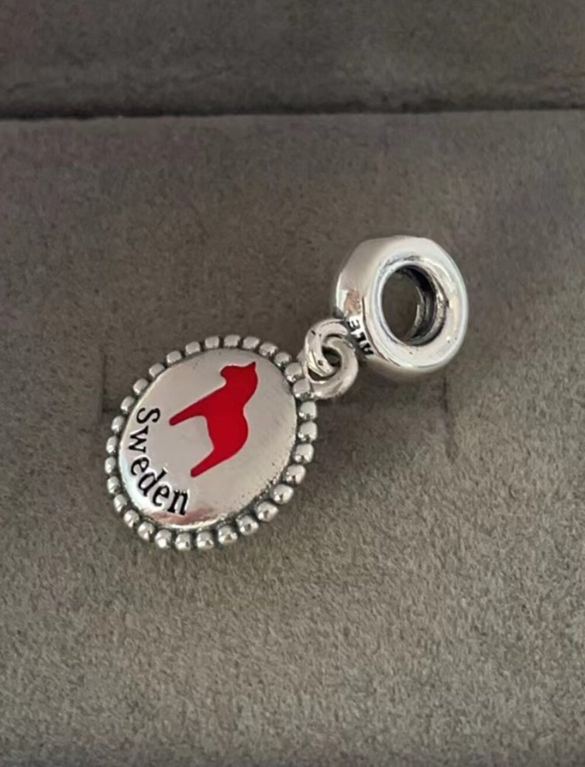 Pandora Schweden Sweden Country Exclusive Schriftzug Dalapferd Dala Horse Dangle Charm
