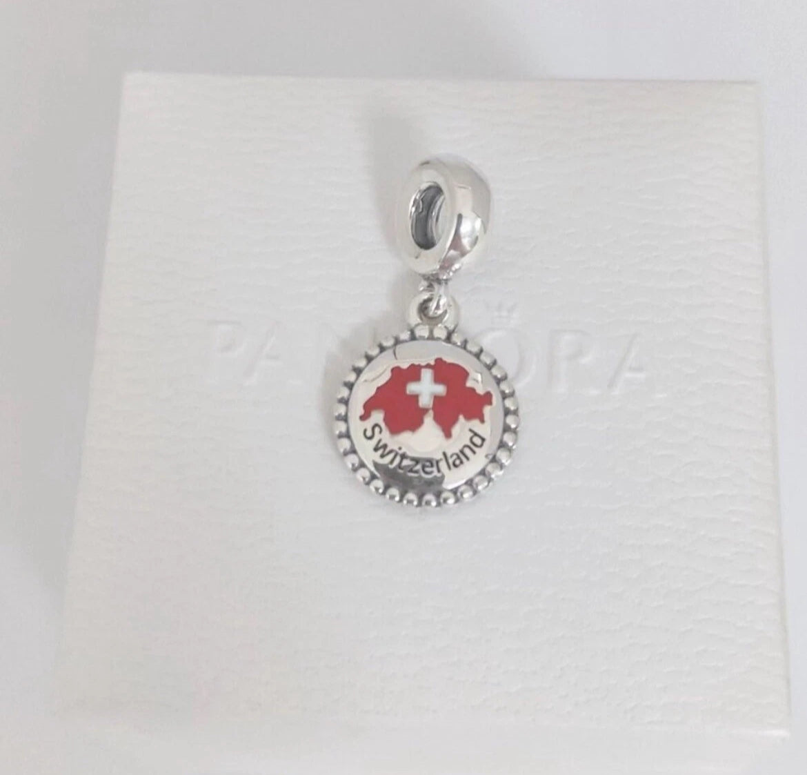 Pandora Country of Switzerland Exclusive Map Flag Dangle Moments Travel Charm