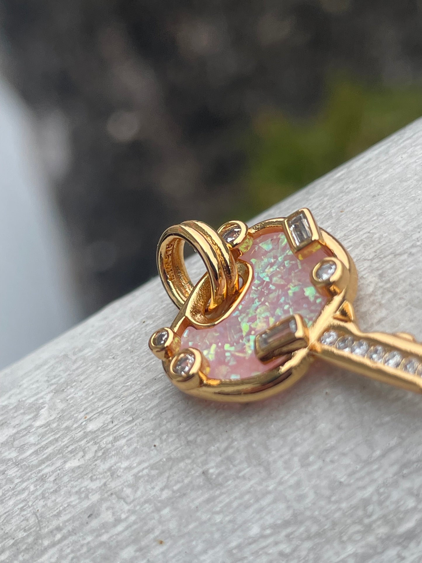 Pandora Shine Pink Opalescent Love Key Pendant Charm