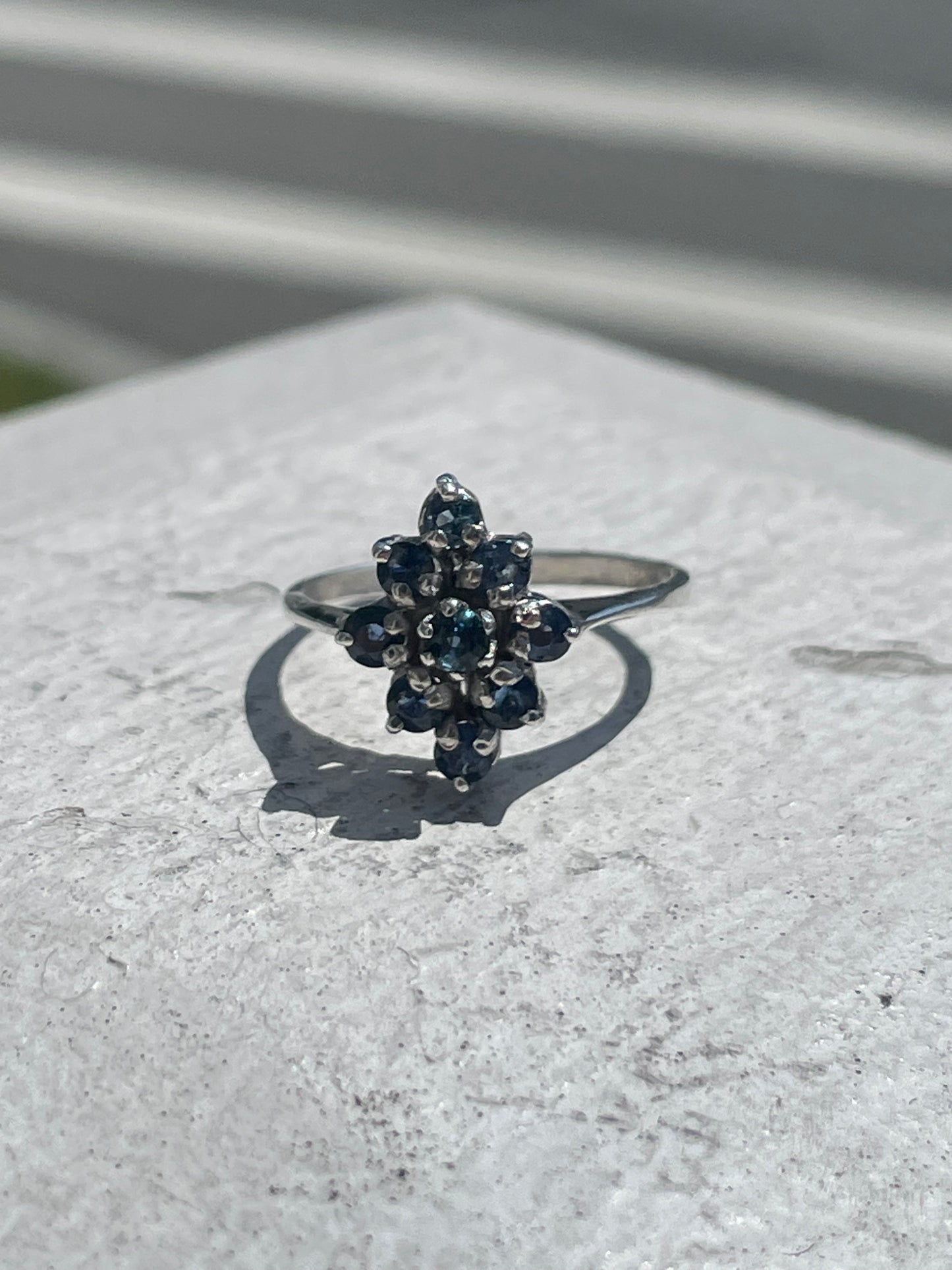925 Sterling Silver London Blue Topaz Cluster Ring Size 7
