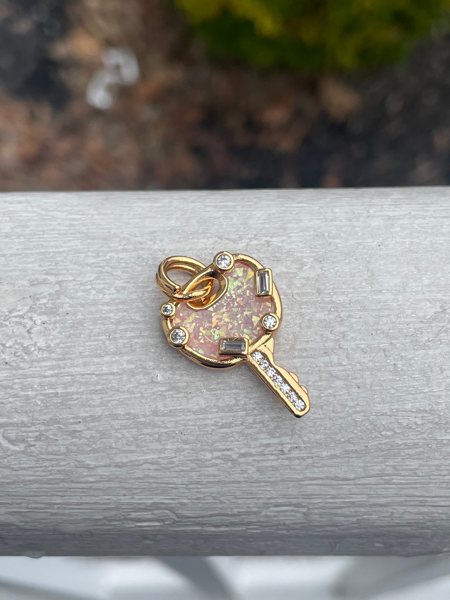 Pandora Shine Pink Opalescent Love Key Pendant Charm