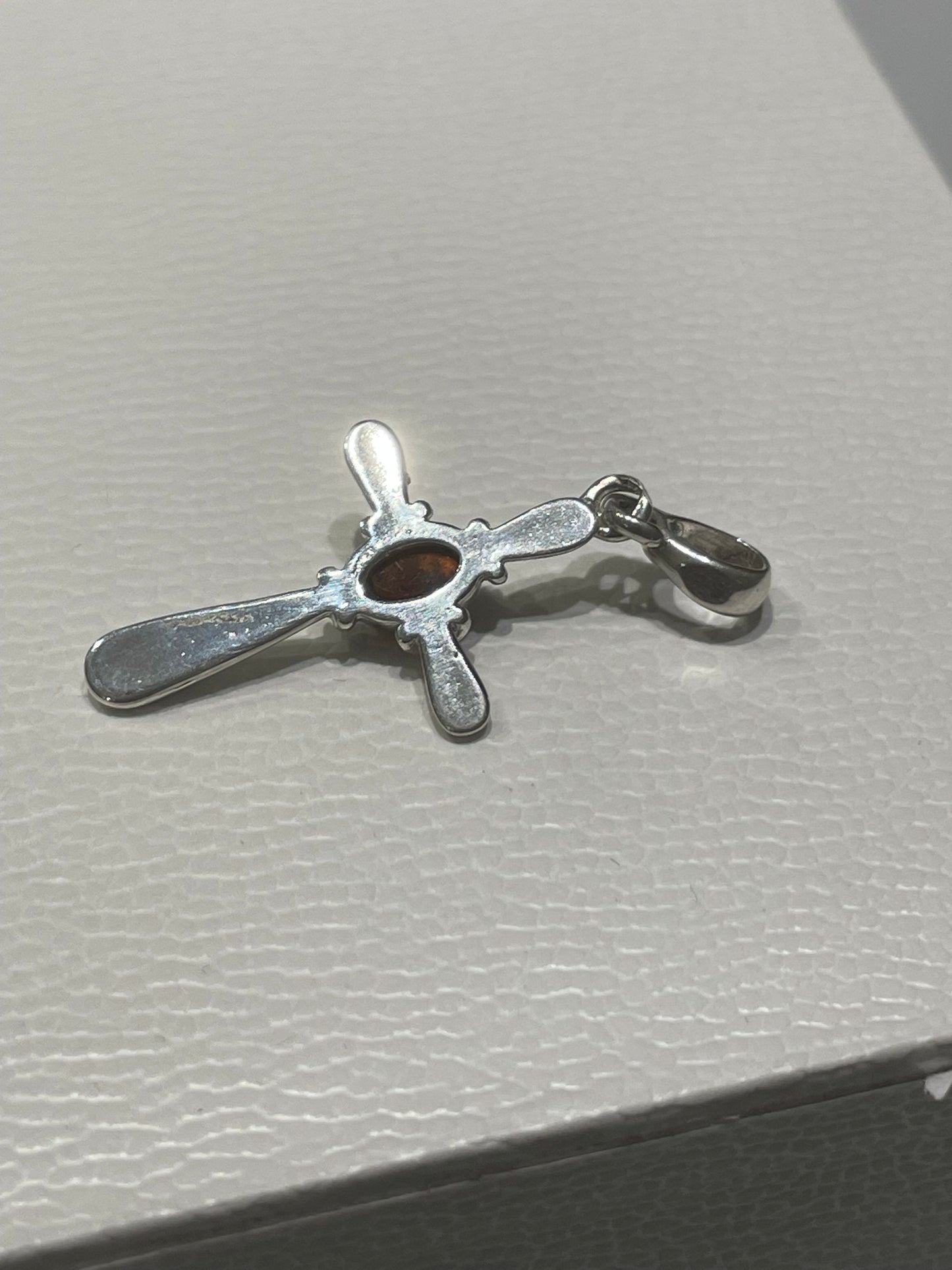 925 Sterling Silver Garnet Cross Pendant