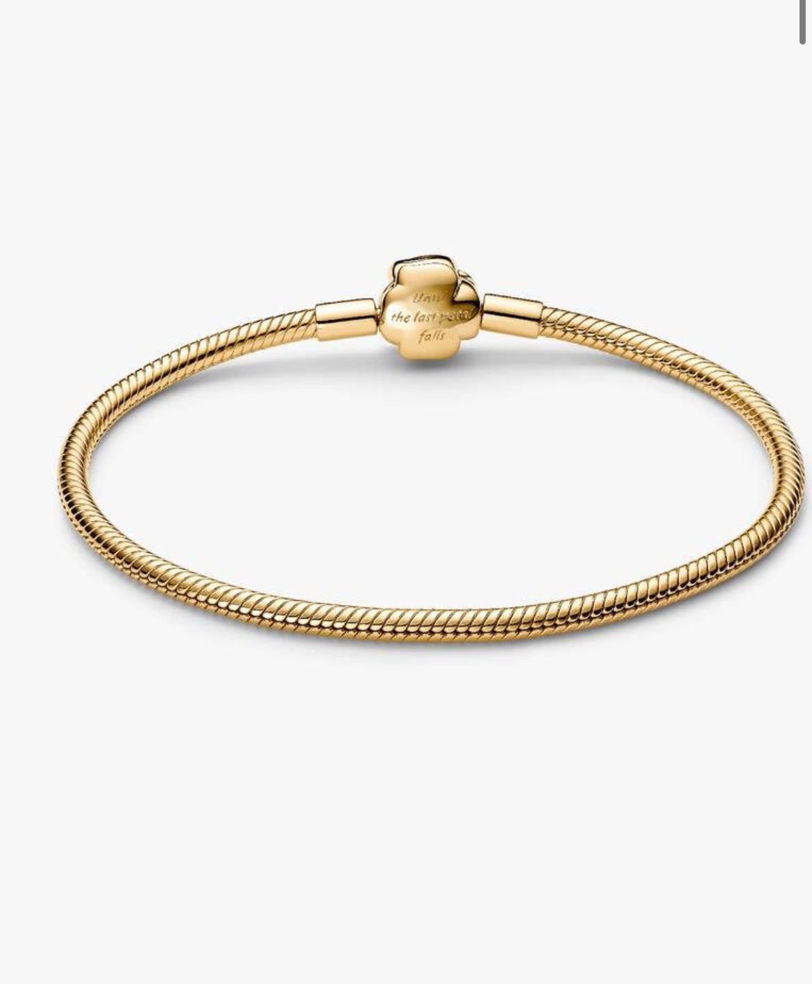 Pandora Disney Beauty and the Beast Enchanted Rose Snake Chain Gold Shine Bracelet 7.9
