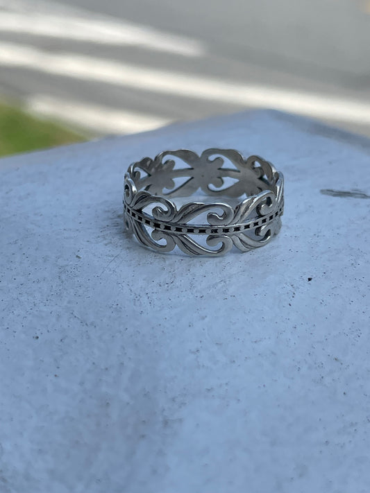 925 Sterling Silver Open Filigree Eternity Band Ring Size 11