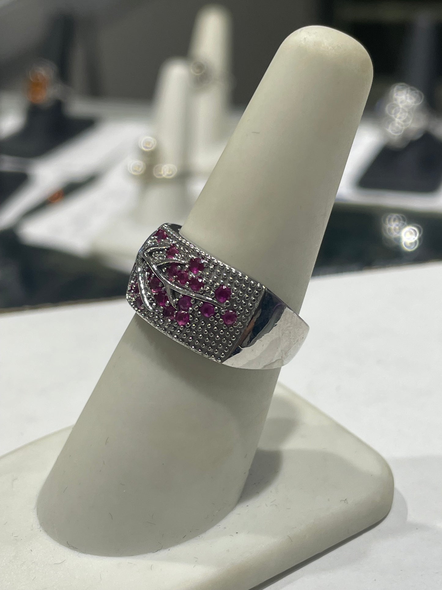 925 Sterling Silver Sweet Cherry Blossom Tree Branch Band Ring Size 7