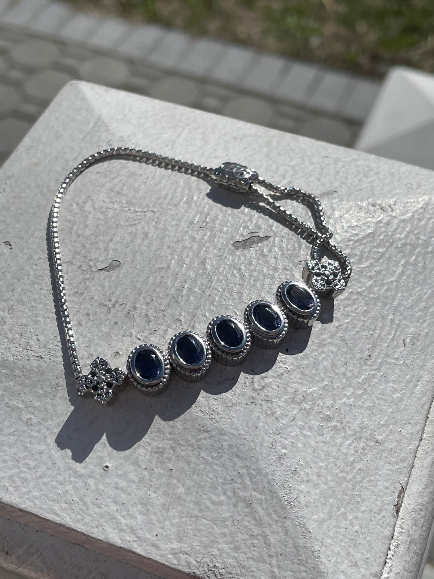 Designer Doug Paulson DP 925 Sterling Silver Iolite Cable Bracelet