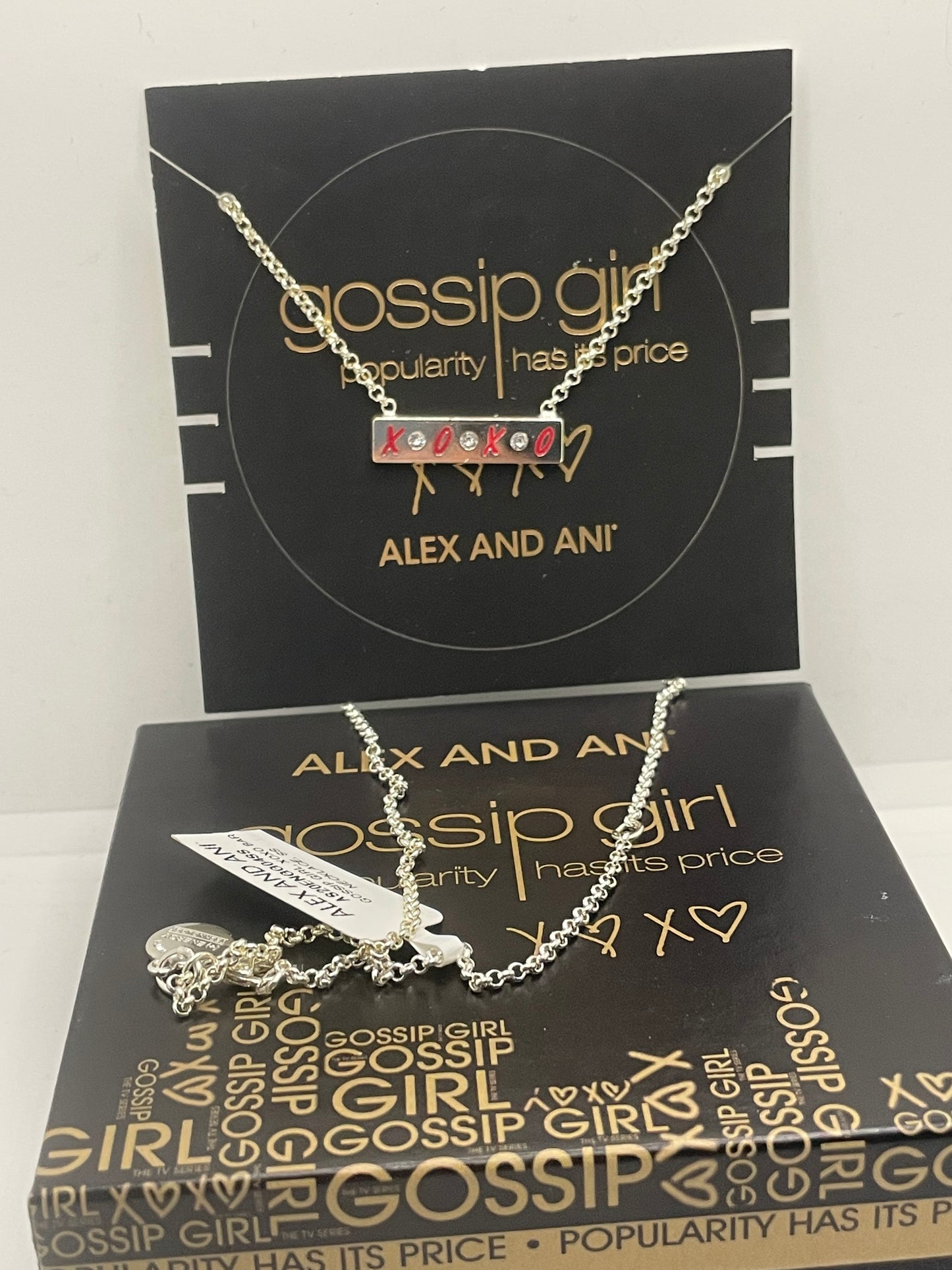 Alex and Ani Gossip Girl XOXO Silver Necklace 19” Adjustable NWT