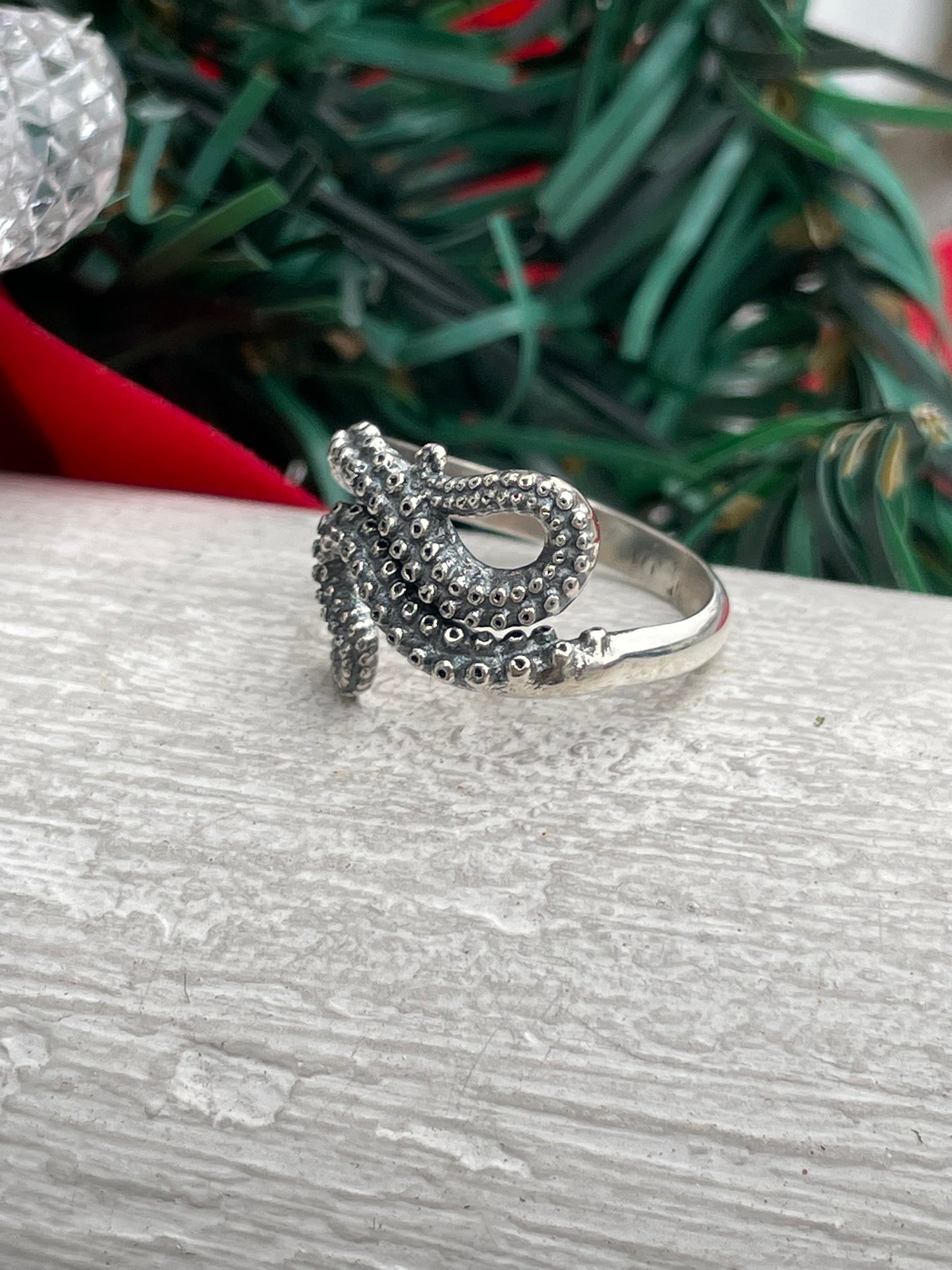 925 Sterling Silver Octopus Tentacle Wraparound Band Ring Size 7