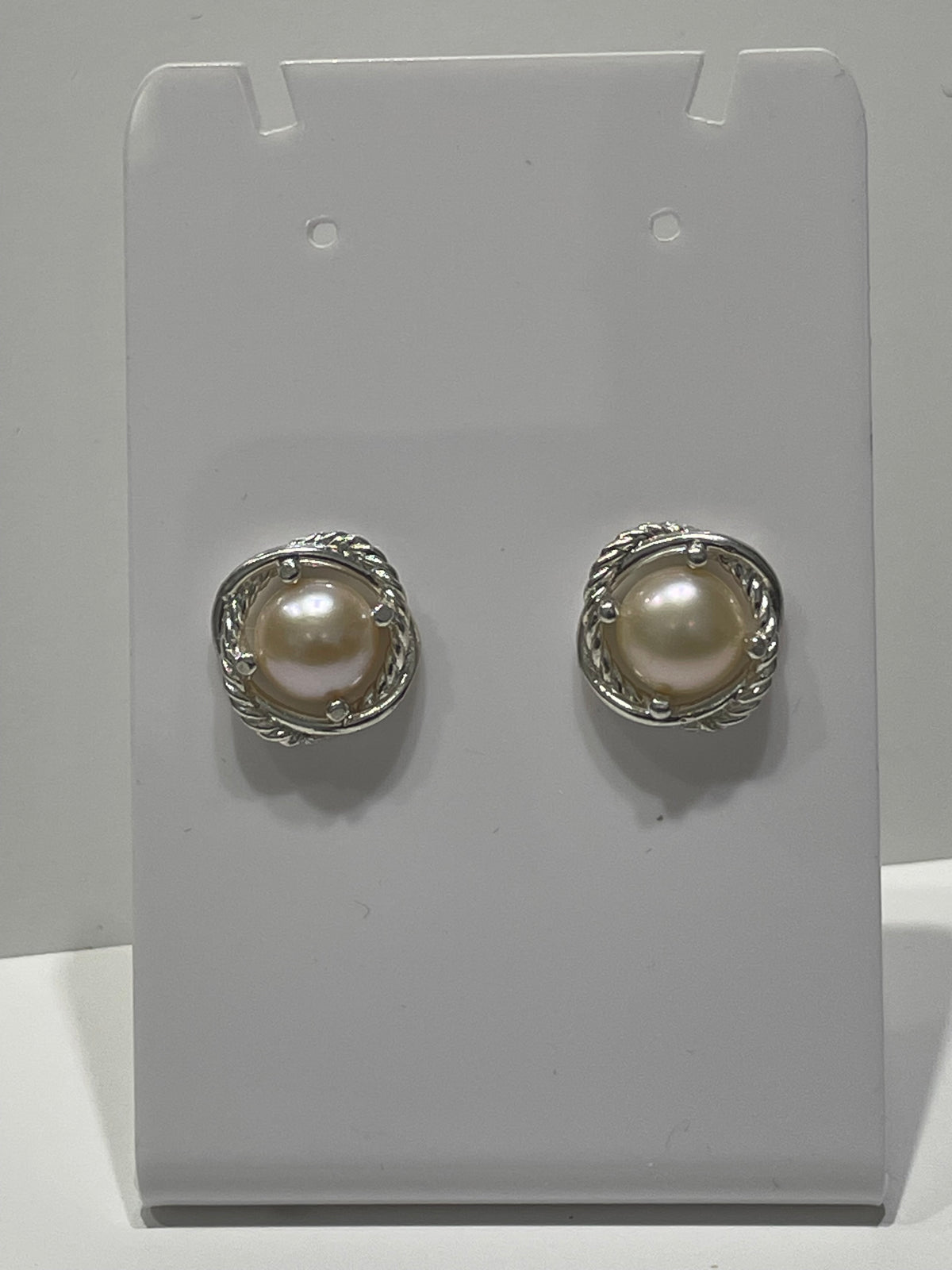 David Yurman Infinity Settings Freshwater Pearl Custom Made Earrings