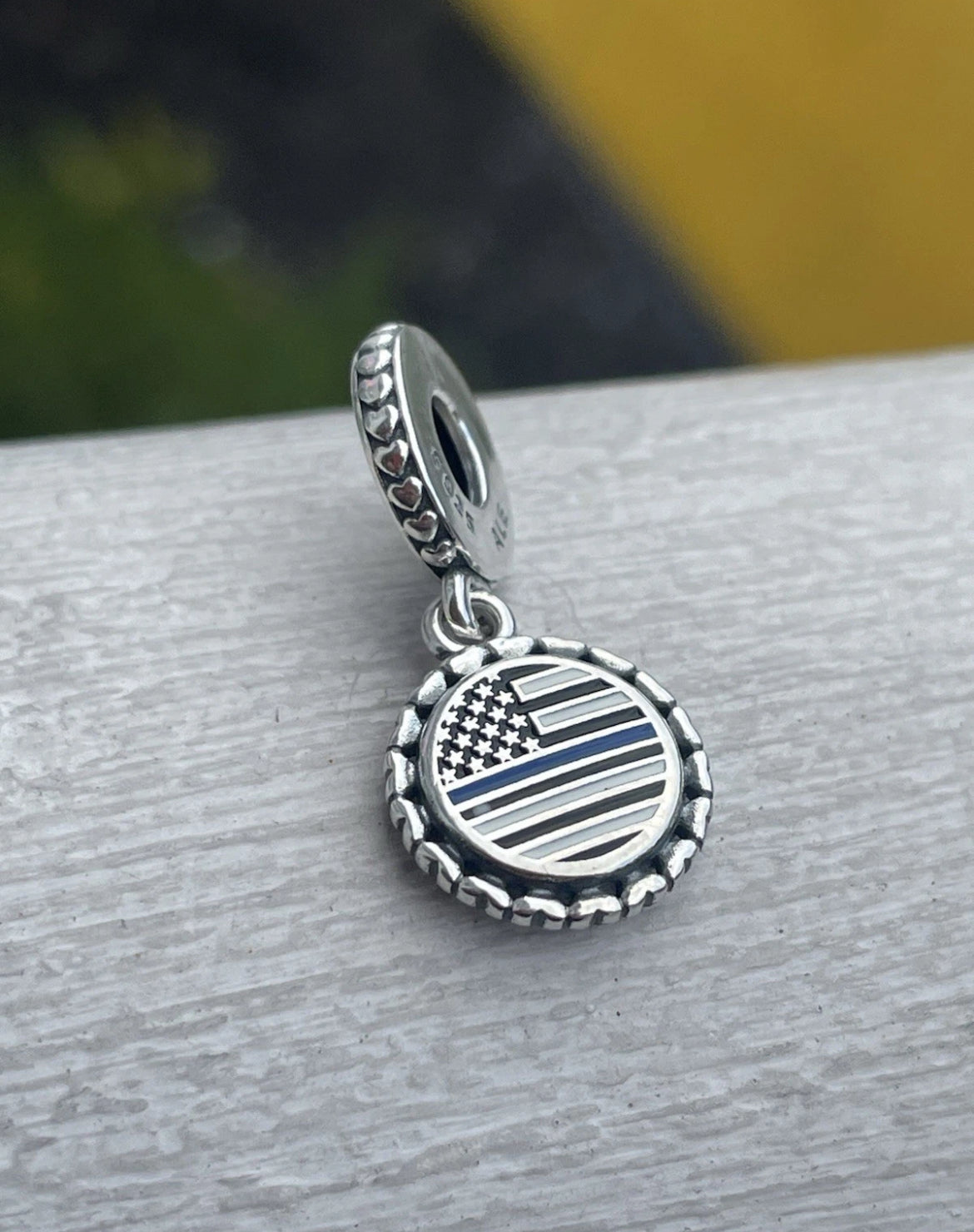 Pandora State of Georgia Exclusive Thin Blue Line Flag Law Enforcement Support Dangle Charm